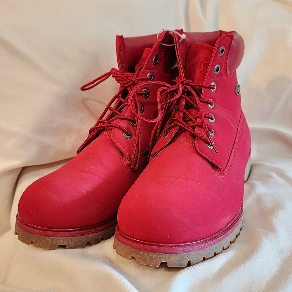 Men's Red Lace-Up Boots